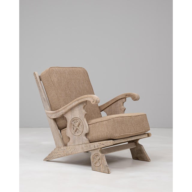 Wood 20th Century French Oak Armchair With Upholstered Seat And Back For Sale - Image 7 of 18