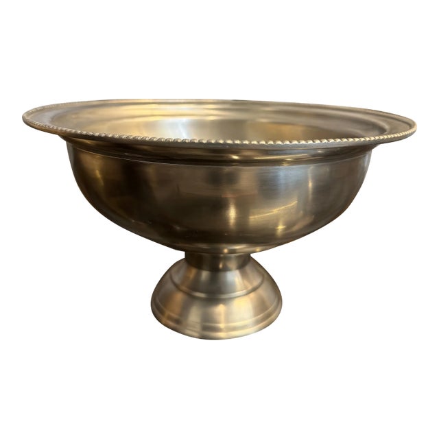 Pewter Beaded Style Pedestal Bowl For Sale