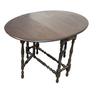 Vintage Barley Twist Oval Dropleaf Entry Table With Gate Leg For Sale