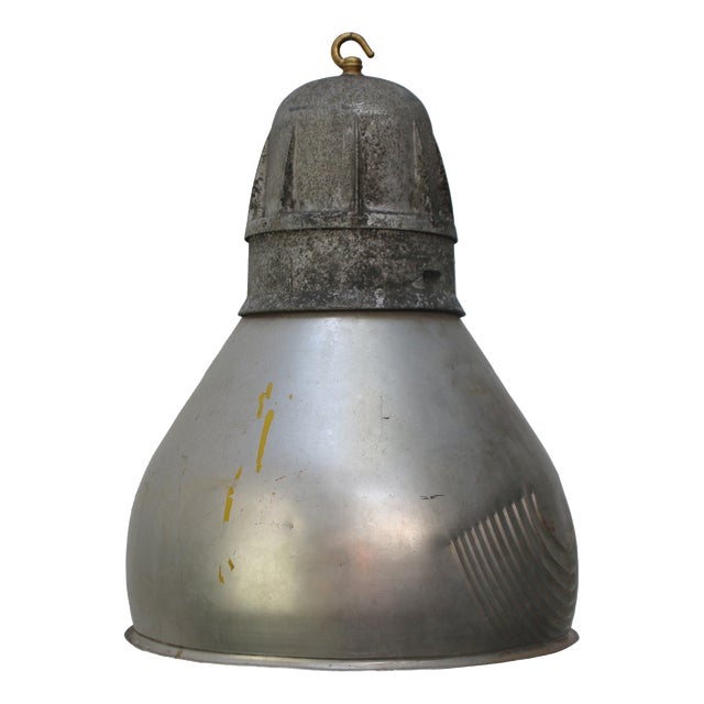 Vintage Industrial French Grey Metal Pendant Lamps from Mazda For Sale