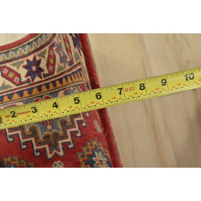 Kazak Runner 2’8” X 6’7” Red Wool Tribal Hand-Knotted Oriental Rug For Sale - Image 9 of 11