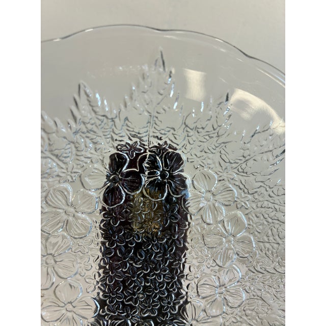 Vintage Kig Indonesia Pressed Glass Floral Dessert Plates - Set of 11 For Sale - Image 4 of 11