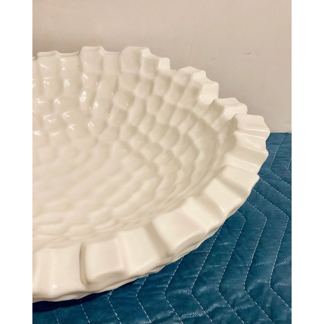 Modern Studio a Home Modern Geometric Matte White Grid Bowl For Sale - Image 3 of 4