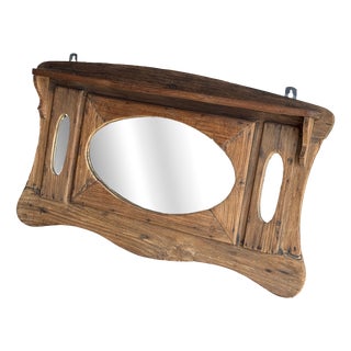 Small Antique Indonesian Teak Wall Mirror, 1980s For Sale