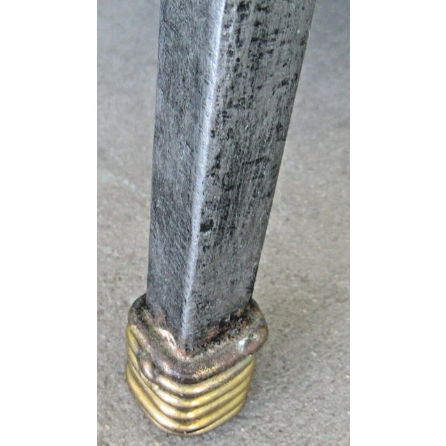 Gray 1990s Maitland-Smith Metal Two Shelf Copper Bowl Top Jardiniere Etagere Stand For Sale - Image 8 of 10