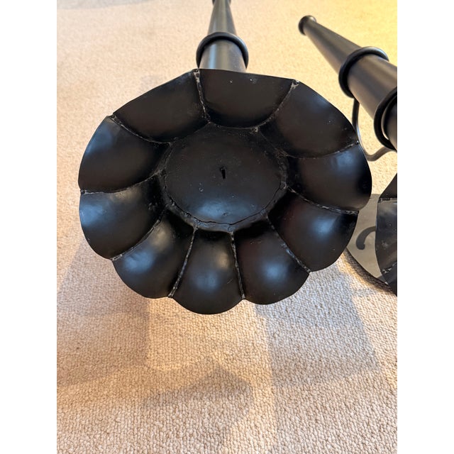 Black Large Black Toleware Sconces-a Pair For Sale - Image 8 of 8
