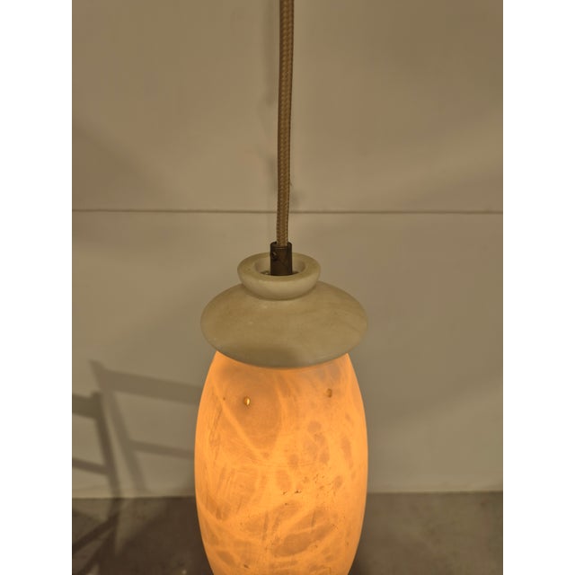 Boho Chic Vintage Alabaster Pendant Lamps, 1970s, Set of 2 For Sale - Image 3 of 12
