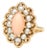 14KY Mid Century Modern Coral & Seed Pearl Ring, size 4 For Sale