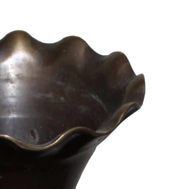 Contemporary 1960s Contemporary Flower Flute Vase in Vintage Pewter Finish For Sale - Image 3 of 5