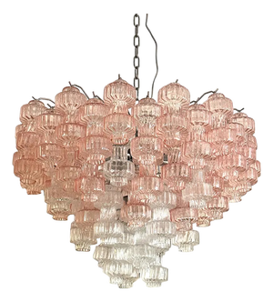 Romantic Venetian Pink Rigadin Manubri Murano Glass Chandelier by Simoeng
