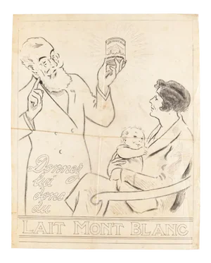 Milk Publicity - Original Drawing in China Ink on Transfer Paper - 20th Century 20th Century