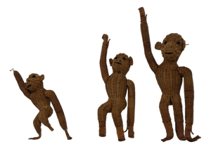 French Handmade Wicker Monkeys, 1960s, Set of 3
