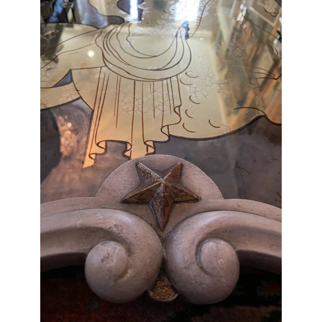 Early 20th Century Maison Jansen Verre églomisé French Style Mid Century Carved Gilt Mirror For Sale - Image 9 of 12