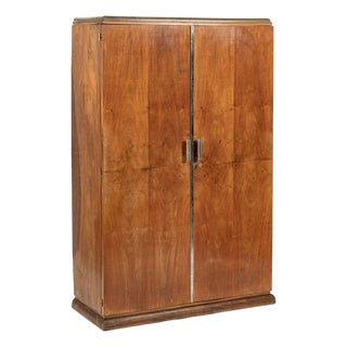 Antique French Art Deco Mahogany Wardrobe Armoire Cabinet, 1940s For Sale