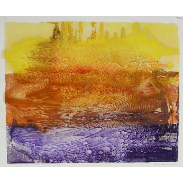 Abstract Bright Color Block Abstract 20th Century Monotype For Sale - Image 3 of 3