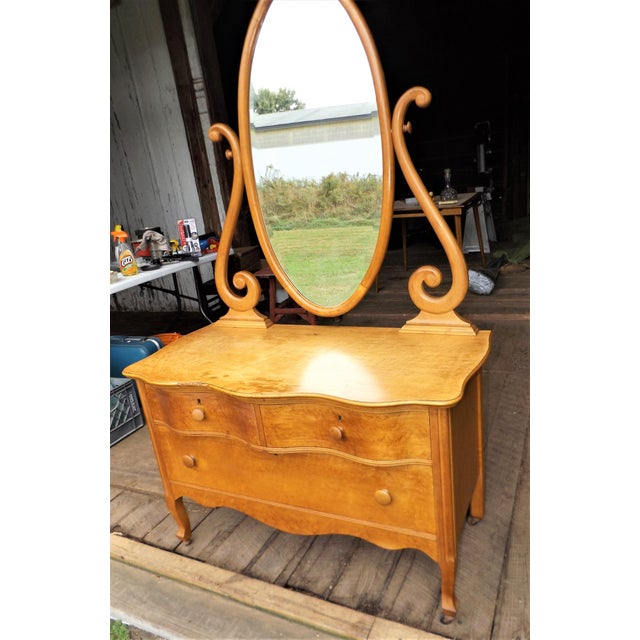 Vintage Birdseye Maple Vanity Dresser by Atlas Furniture Co. Chairish