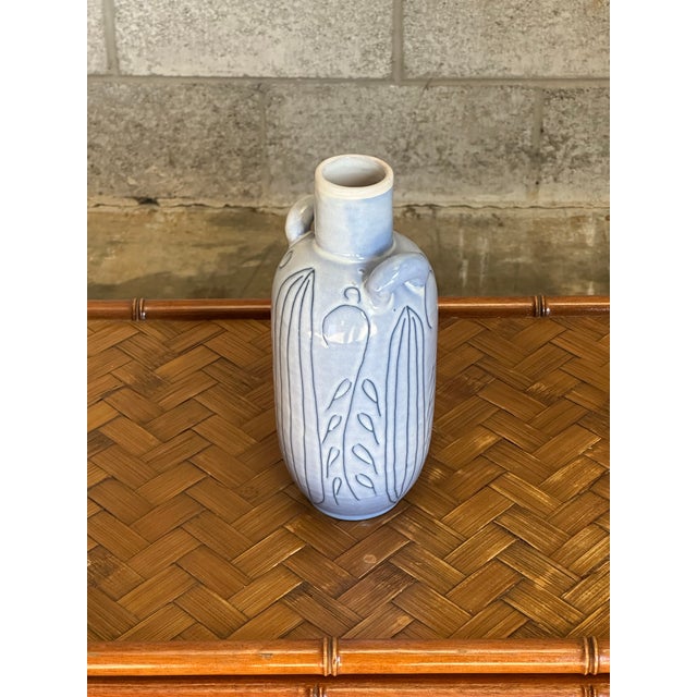 1930s Gabriel Burmeister Large Handled Vase Floral Motif Gabriel Keramik, Sweden 1930s For Sale - Image 5 of 7