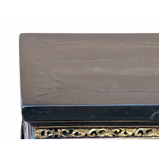 Chinese Vintage Black Golden Carving Motif Tall Altar Console Table For Sale - Image 12 of 12