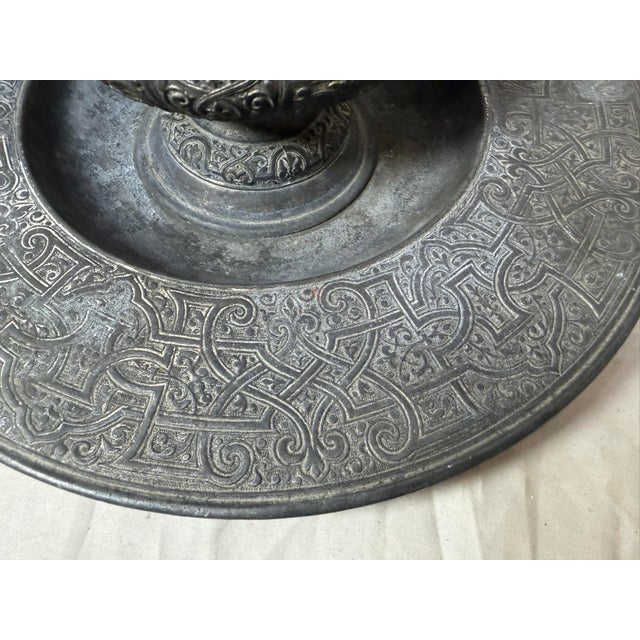 Bronze Large Antique Ornate 19th Century Victorian Metal Bronze Desk Inkwell Stand Jar For Sale - Image 8 of 13