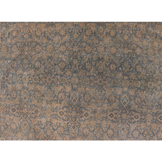 Antique Indian Agra Rug With Intricate Allover Floral Design in Blue 6'9 X 14'0 For Sale - Image 9 of 12