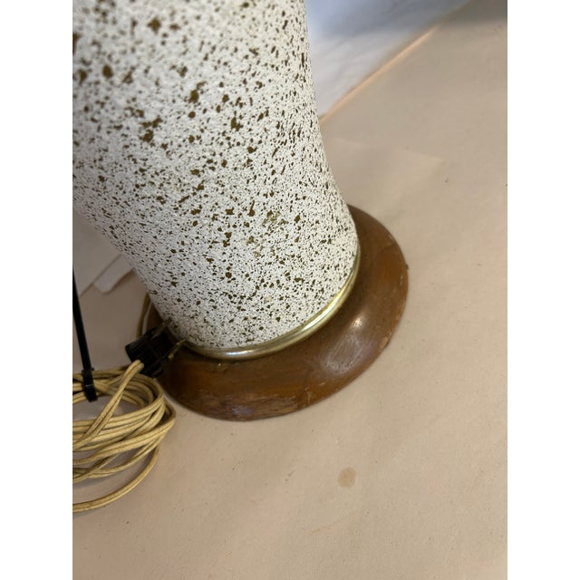 Vintage Mid-Century Teak and Stone Table Lamp With Underwriters Laboratories Label For Sale In Atlanta - Image 6 of 7