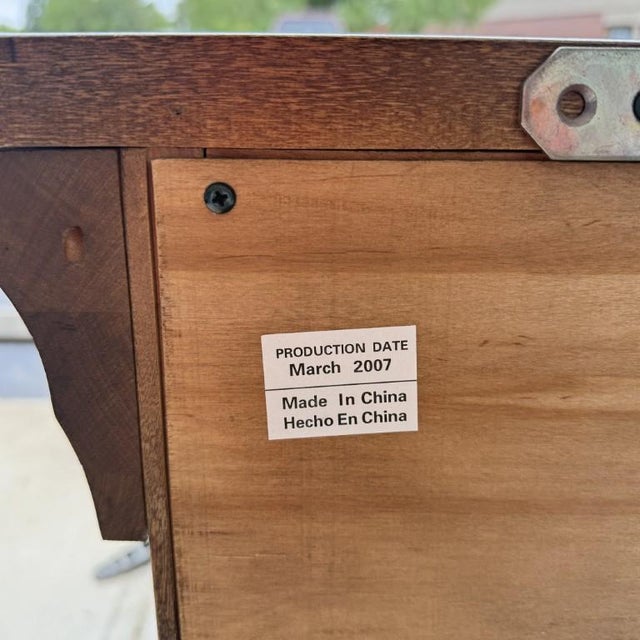 Traditional Wood Buffet With Stone-Inset Top and Wine Storage For Sale - Image 17 of 17
