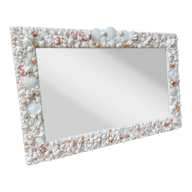 Large Seashell Mirror for Wall, Shell Mirror for Coastal Luxury Homes For Sale