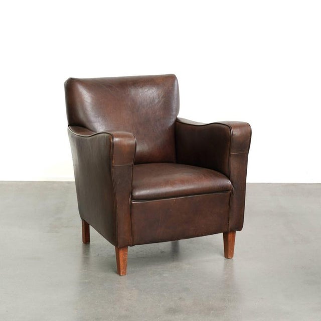 Vintage Sheepskin Armchair with Fixed Seat Cushion For Sale - Image 13 of 13