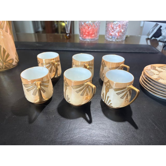 1924 Rosenthal - Donatello Chocolate Coffee Service Set - 1 Pitcher, 6 Cups, 6 Saucers - 13 pcs For Sale - Image 11 of 14