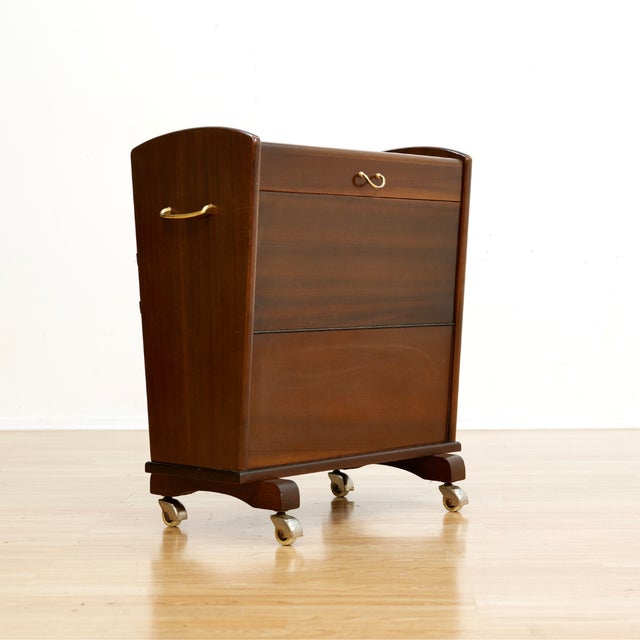 1960s Mid Century Enclosed Portable Bar Cart on Wheels For Sale - Image 12 of 12
