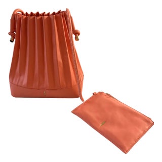 Thacker Lydia Leather Accordion Bucket Bag & Pouch MSRP $348 New For Sale