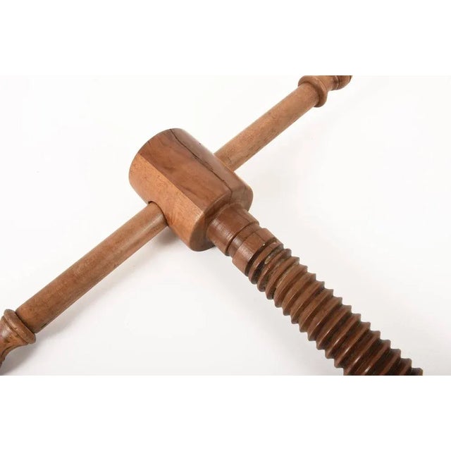 Large Walnut Wine Press Screw Sculpture, Italy, 1900s For Sale - Image 3 of 12