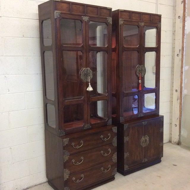 Henredon Pan Asian Mahogany China A Pair Chairish