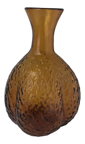 1960s Blenko Art Glass Joel Myers Amber Brain Carafe / Decanter Bottle