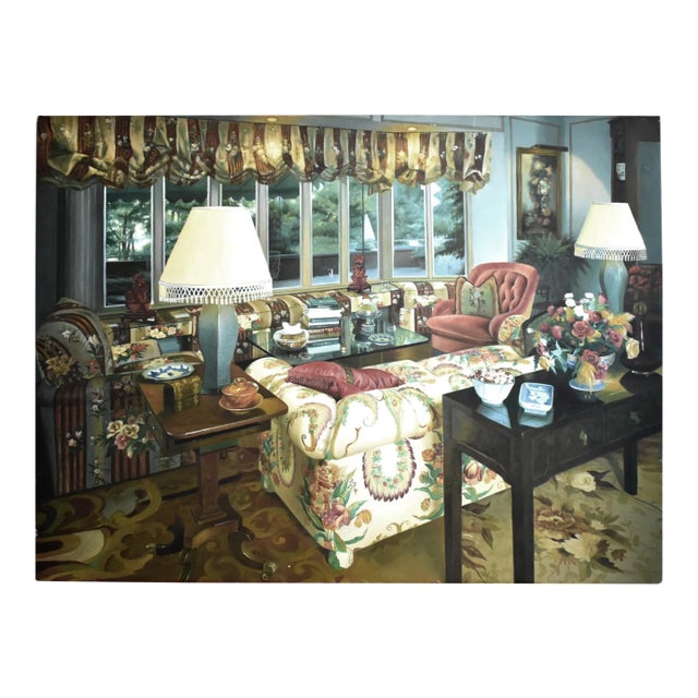 Contemporary Large Realist Interior Decor Oil Painting For Sale