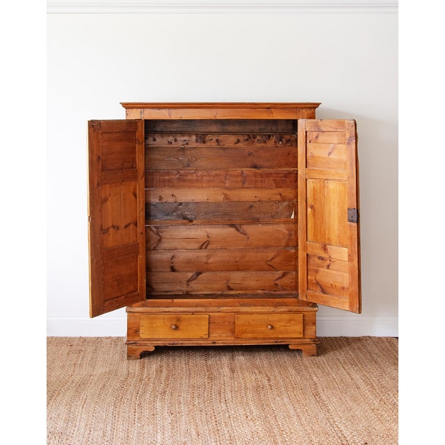 Antique Pine Paneled Armoire With Original Peg Rail | Continental Europe Ca. 1850 For Sale - Image 4 of 4