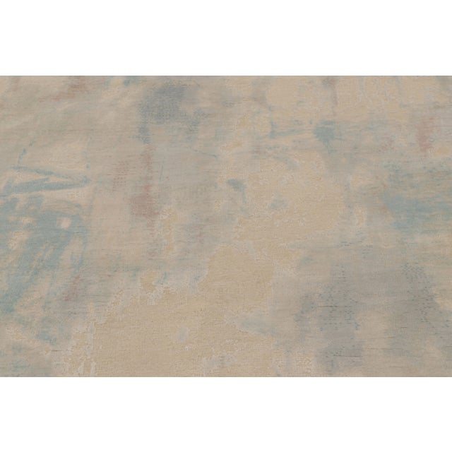 2010s Rug & Kilim’s Modern Abstract Rug, Ice Blue Painterly Patterns Over Cream White For Sale - Image 5 of 8