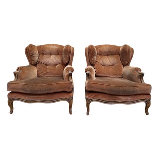 Set of Louis XV Style Wing Chairs For Sale