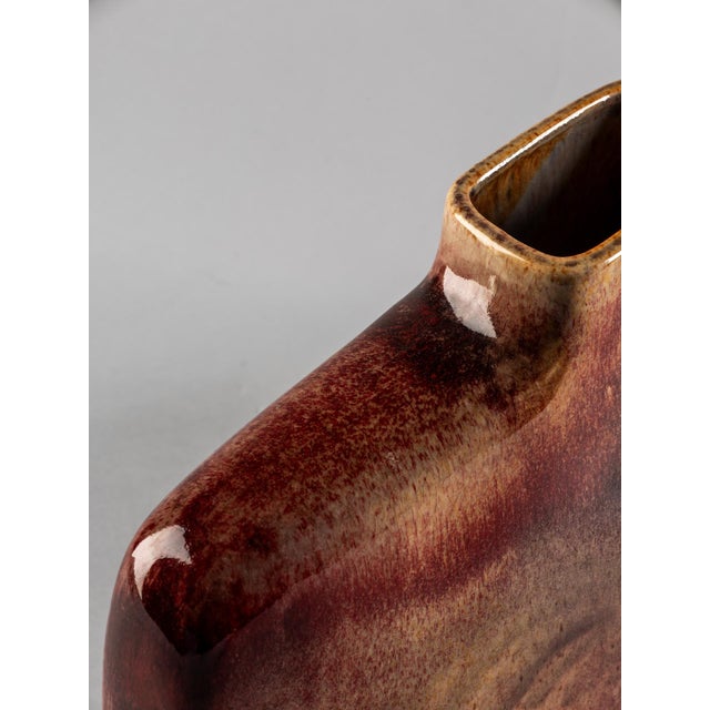 Mid-Century Modern Rectangular Vase in Glazed Ceramic by Leandro Lega, 1984 For Sale - Image 3 of 9