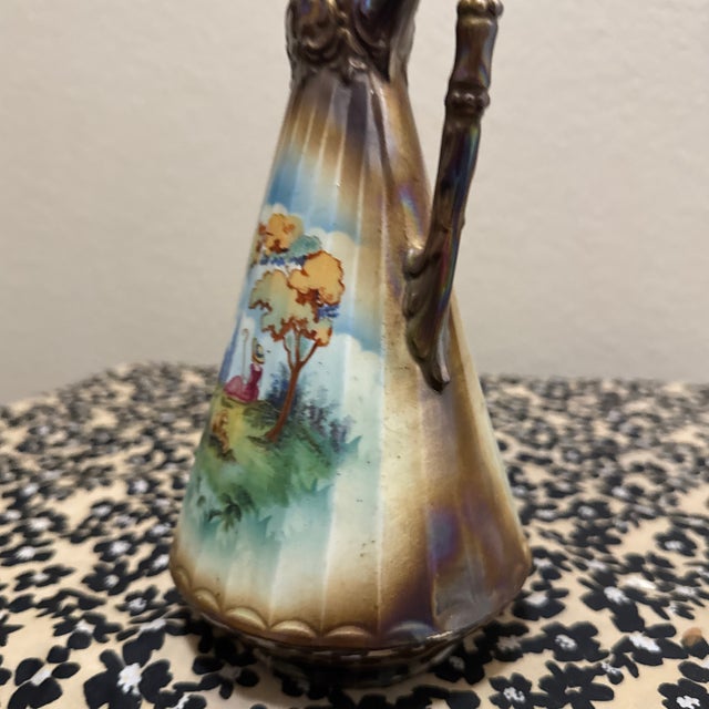 1920s Antique Czechoslovakian Porcelain Ewer Pitcher Vase For Sale - Image 5 of 9