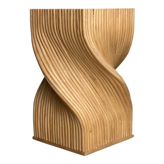 Vintage Twisted Pretzel Rattan Table Base For Sale