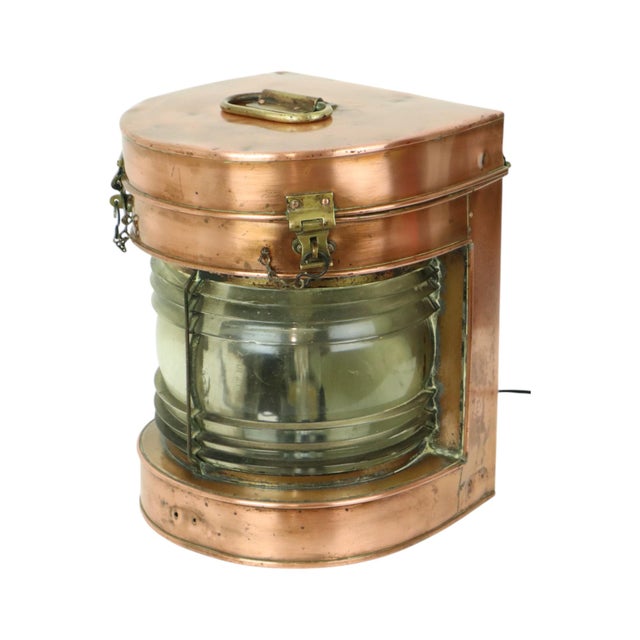 Copper Large Antique Red Copper Ships Lantern For Sale - Image 8 of 11