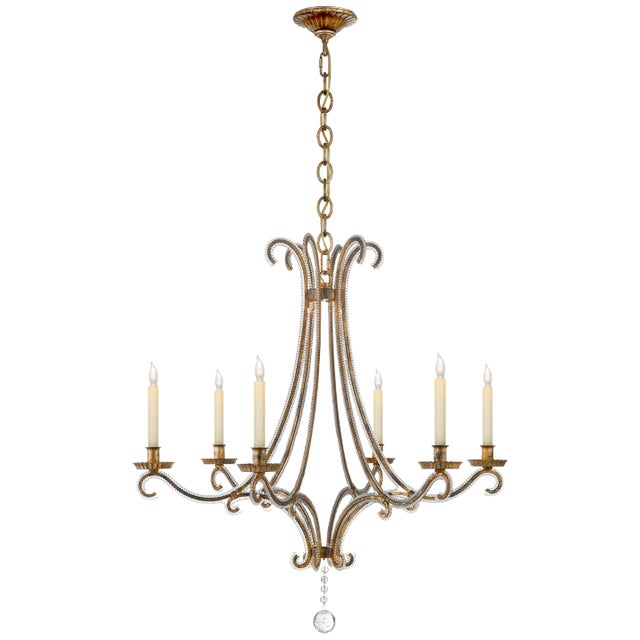 Oslo Medium Chandelier in Gilded Iron with Crystal Designer: Chapman & Myers Canopy: 5.5" Round Mounting: Chain Shade...