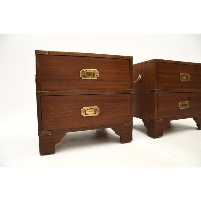 Brown Antique Military Campaign Bedside Chests, 1930s, Set of 2 For Sale - Image 8 of 10