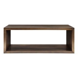 Modern Greg Sheres Style Bronze Cocktail Table with Shelf For Sale