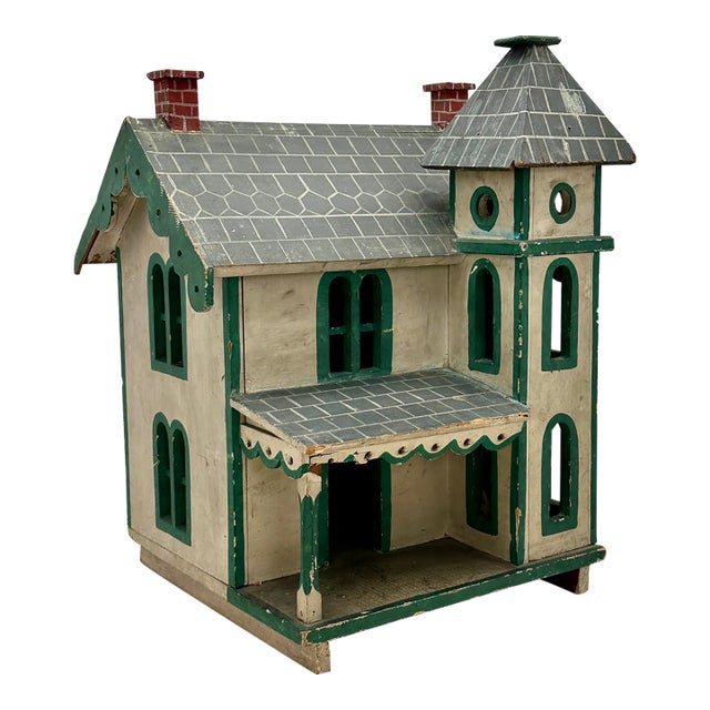 Nice Antique American Hand Made & Painted Wood Folk Art Victorian Style Birdhouse - 18 Inches Tall - Circa Early 1900s For Sale