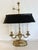 Frederick Cooper solid brass bouillotte lamp having 2 arms and handsome black shade.