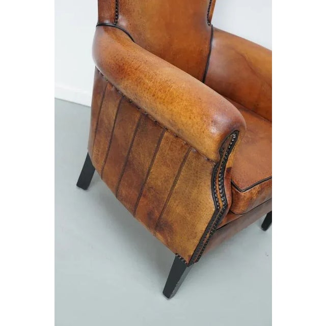 Vintage Dutch Club Chair in Cognac Colored Leather For Sale - Image 4 of 14