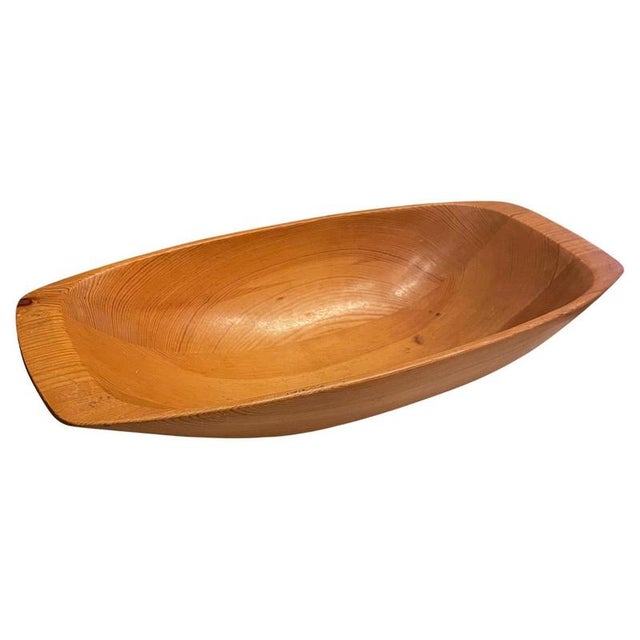 Gold Mid-Century Scandinavian Carved Pine Bowl attributed to Stig Sandqvist, 1970 For Sale - Image 8 of 8