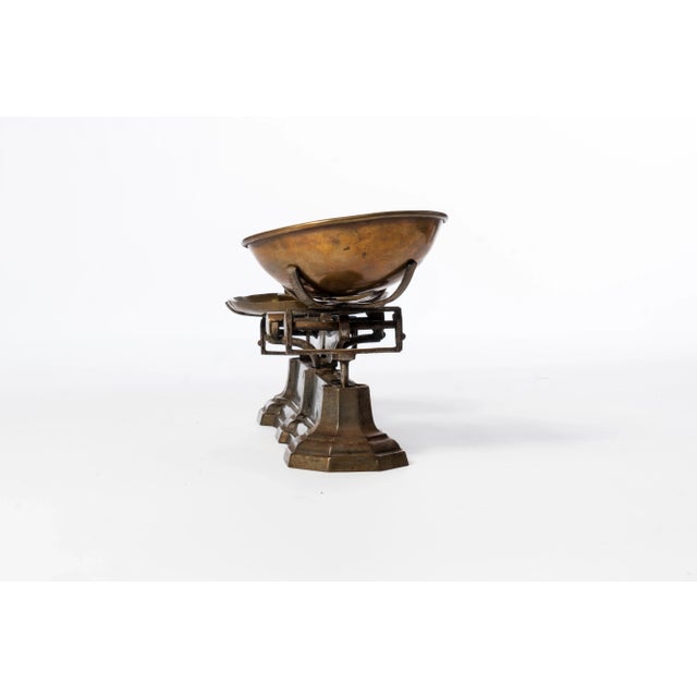American Antique Late 19th Century Cast Iron Scale With Brass Pans and Weights For Sale - Image 3 of 9